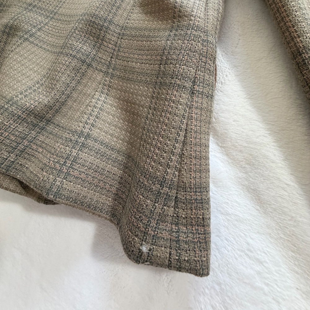 Liz Claiborne Blazer Wool double breasted beige gray plaid size 8 - Picture 9 of 16